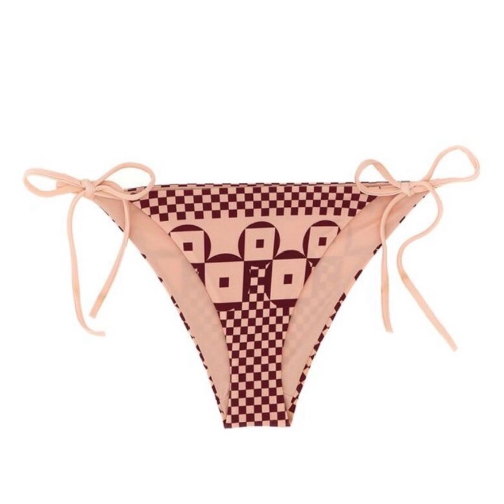 FENDI geometric-print tie-side bikini bottoms size 44 (US 8) NWT pink burgundy